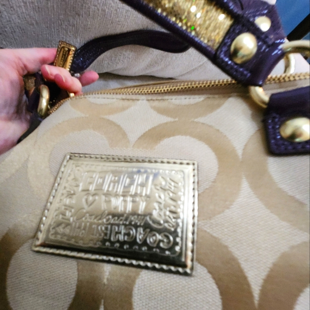 Coach Poppy Glam Applique Shoulder Bag Handbag Purse - Picture 4 of 14
